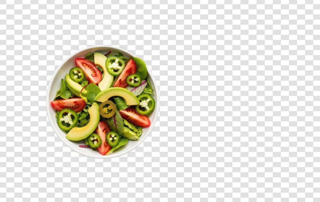 Foto Recortada Salada Fresca Abacate Tomate PNG Fundo Transparente