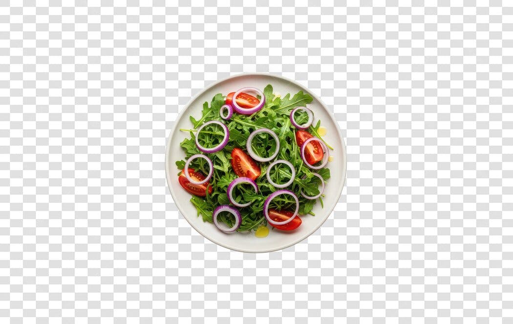Foto Recortada Salada Fresca Rúcula Tomate Cebola PNG Fundo Transparente