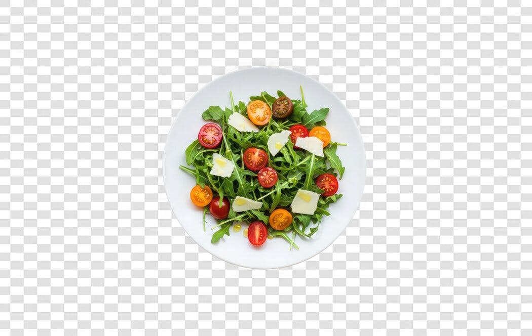 Foto Recortada Salada Fresca Rúcula Tomate Queijo PNG Fundo Transparente