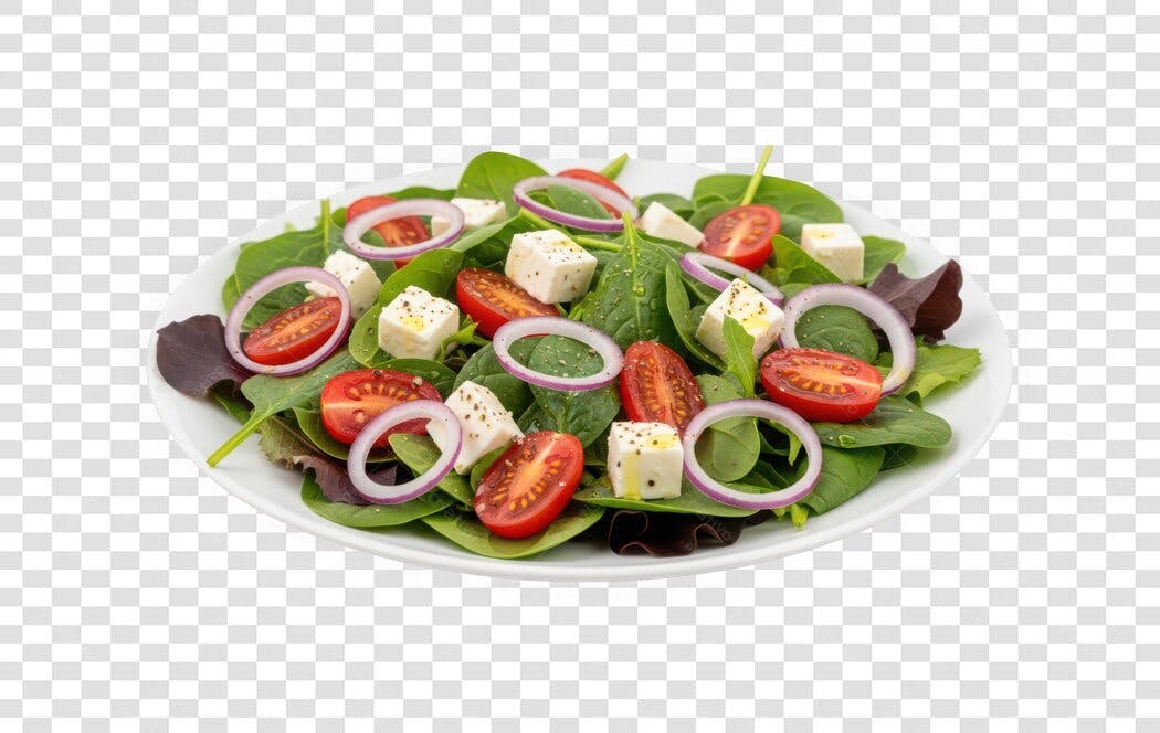 Foto Recortada Salada Grega com Queijo Feta PNG Fundo Transparente