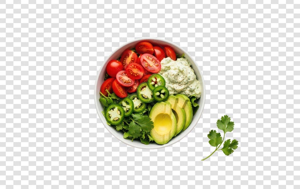 Foto Recortada Salada Mexicana Bowl Saudável PNG Fundo Transparente
