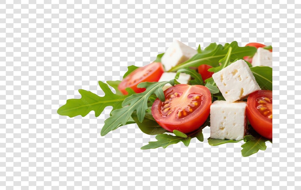 Foto Recortada Salada Tomate Queijo Rúcula PNG Fundo Transparente