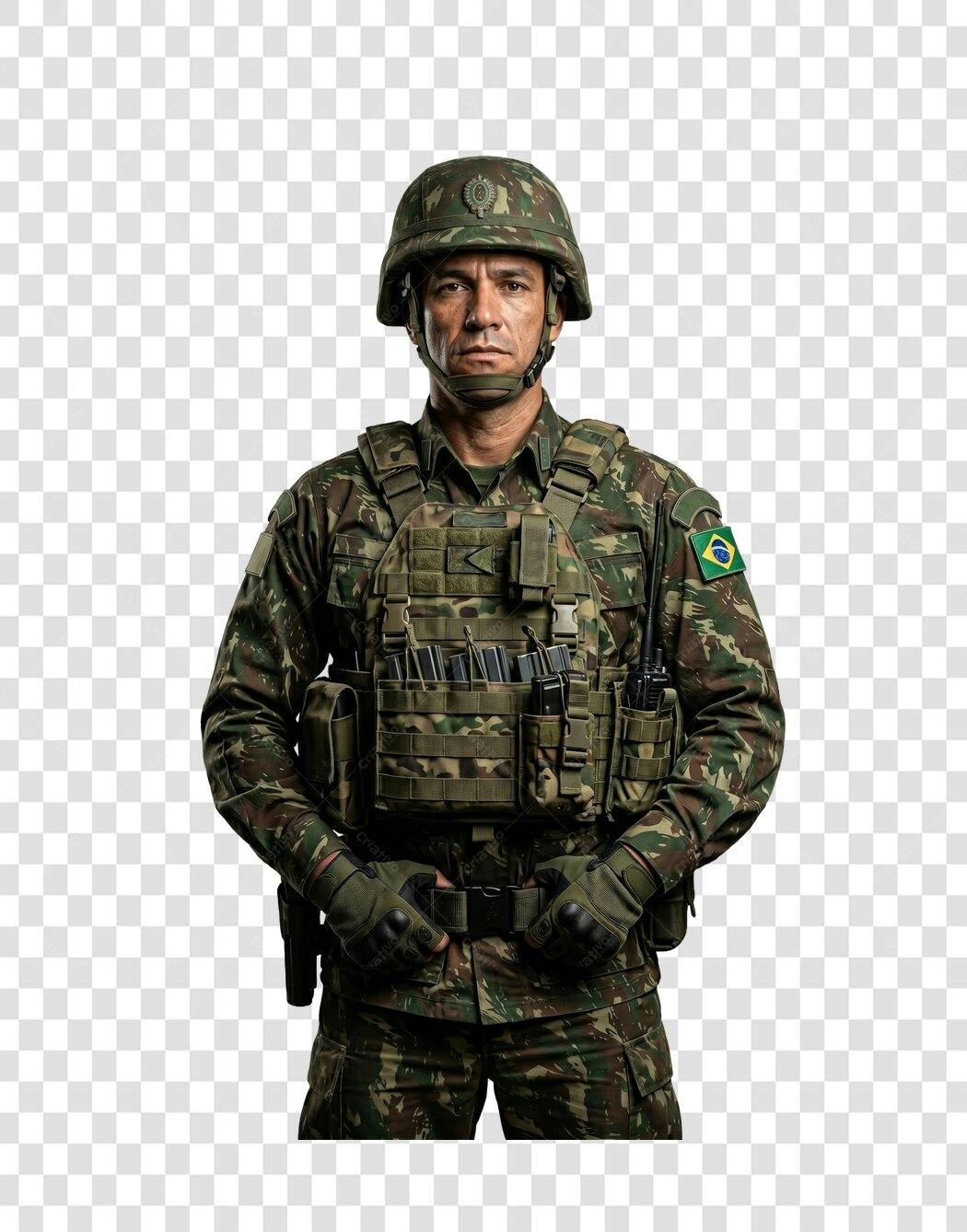 Foto Recortada Soldado Brasileiro Exército Fundo Transparente