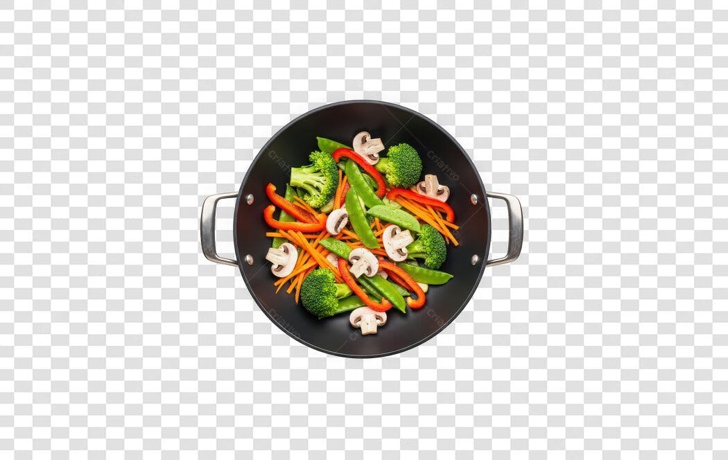 Foto Recortada Wok Legumes Frescos Saudável PNG Fundo Transparente