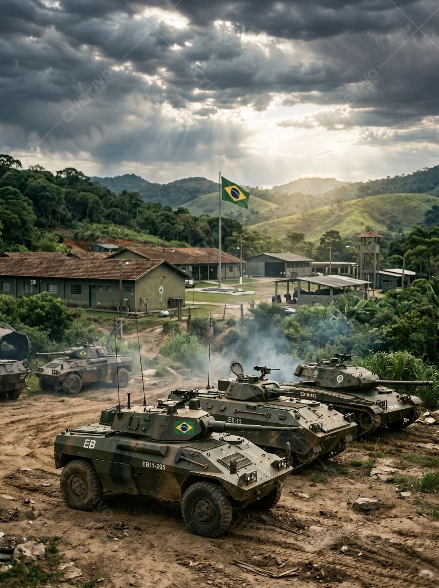 Foto Tanques Exército Brasileiro Acampamento Militar Selva