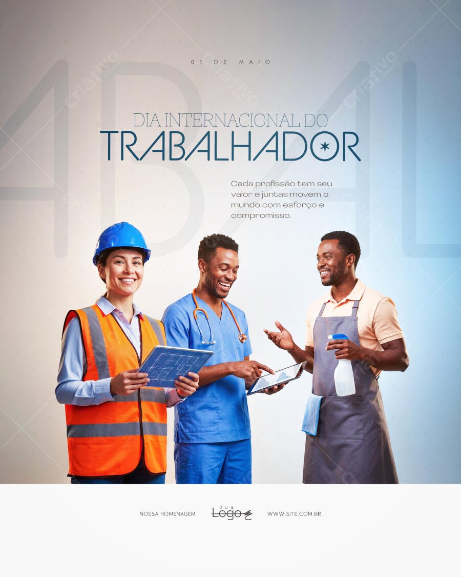 Post Dia Internacional do Trabalhador 1 de Maio PSD Editável