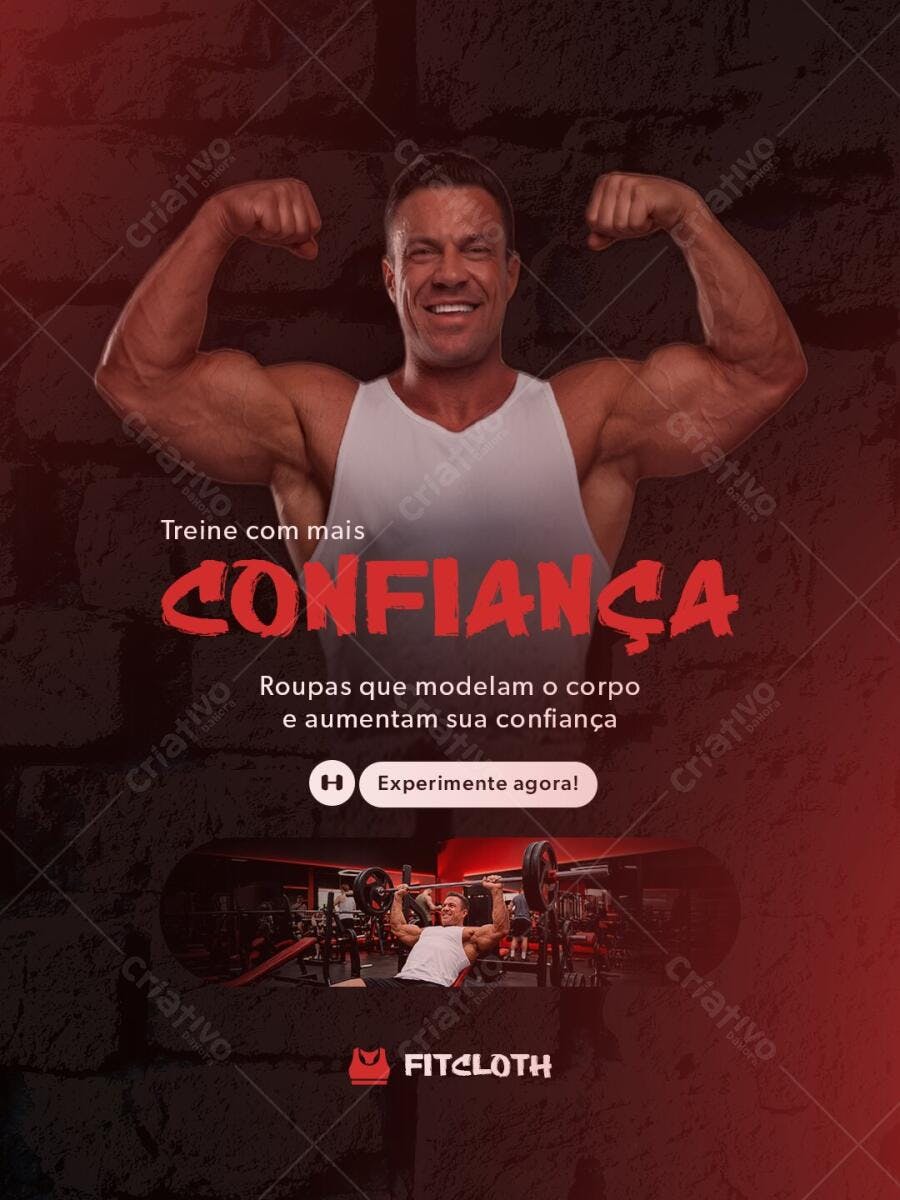 Post Instagram Academia Fitness Roupas Esportivas PSD Editável
