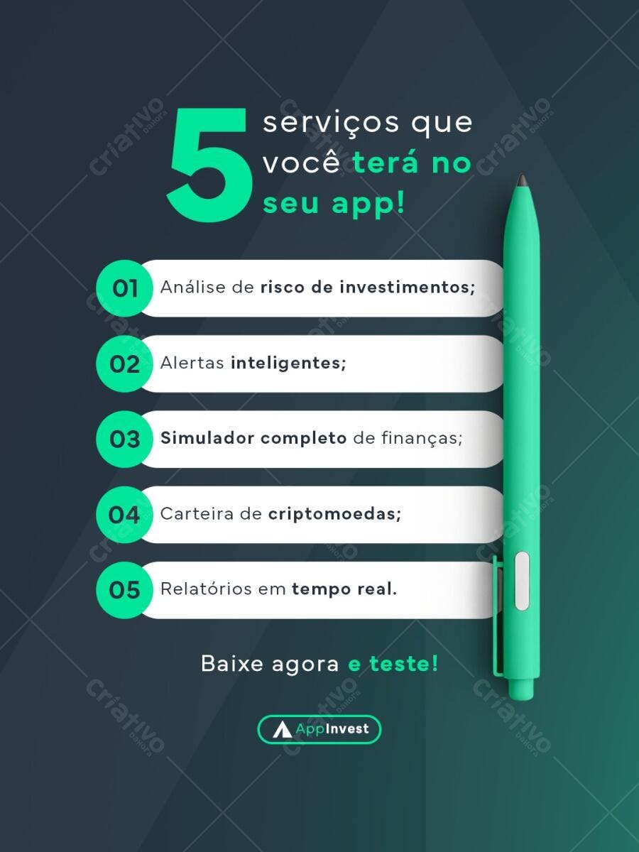 Post Instagram App Financeiro Investimentos PSD Editável