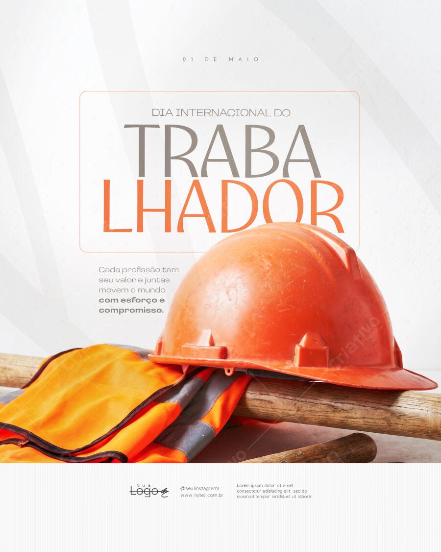 Post Instagram Dia do Trabalho 1 de Maio PSD Editável