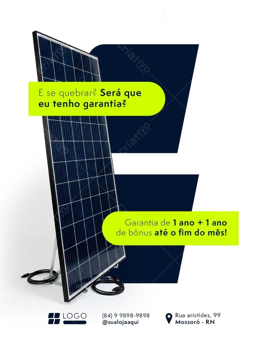 Post Instagram Energia Solar Garantia PSD Editável