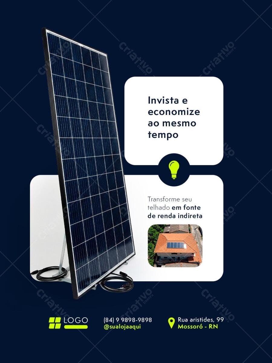 Post Instagram Energia Solar Sustentável PSD Editável