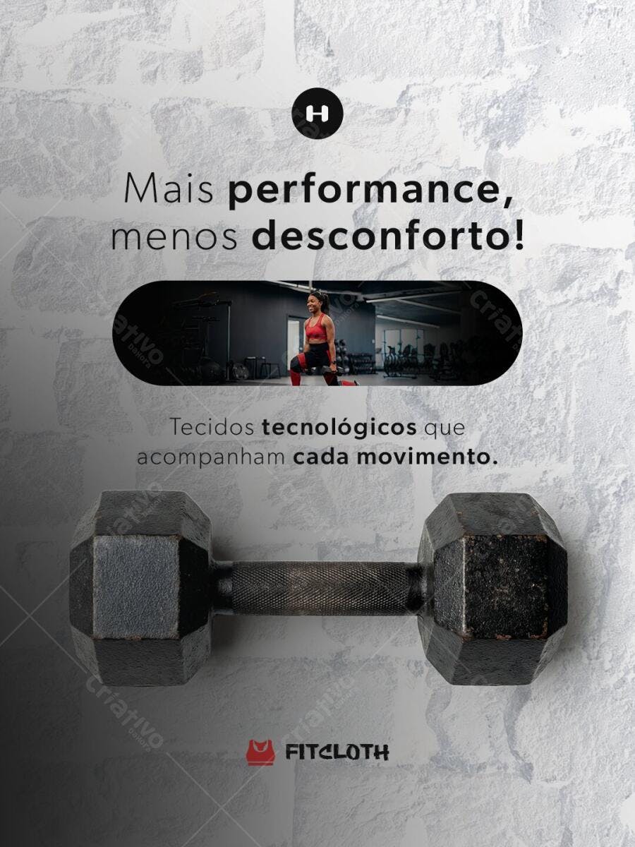 Post Instagram Fitness Academia Roupas Esportivas PSD Editável