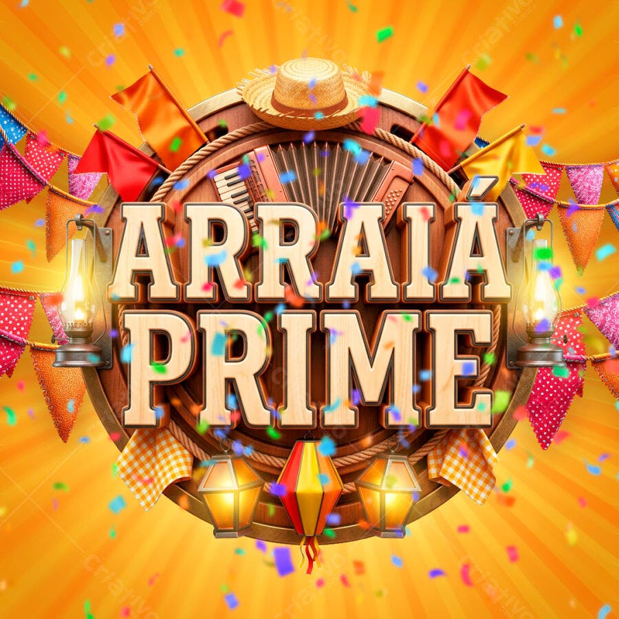 Selo 3D Arraiá Prime Festa Junina Metálico Dourado