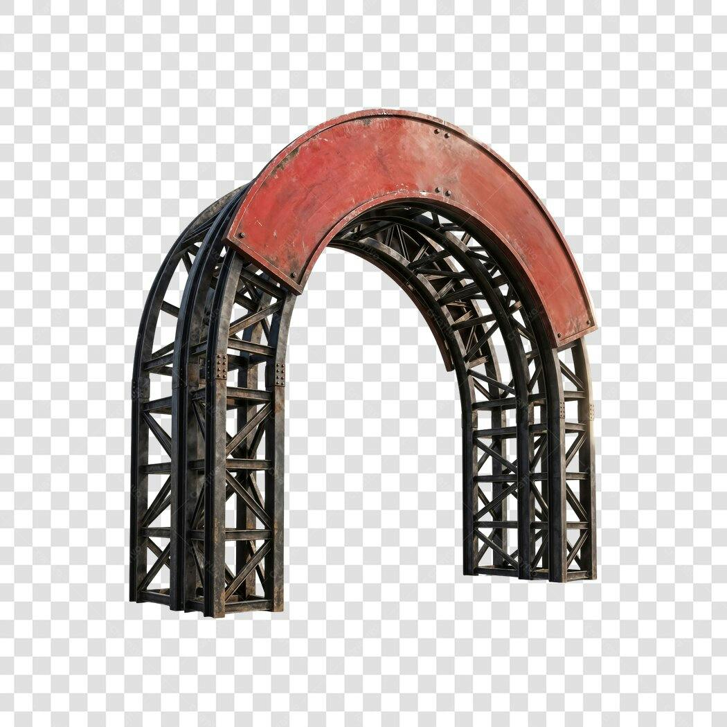 Elemento 3D Arco Metálico Estrutura Industrial PNG Fundo Transparente