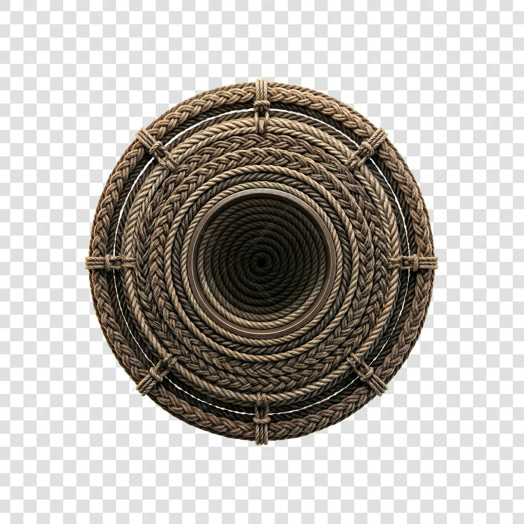 Elemento 3D Corda Trançada Marrom Circular PNG Fundo Transparente