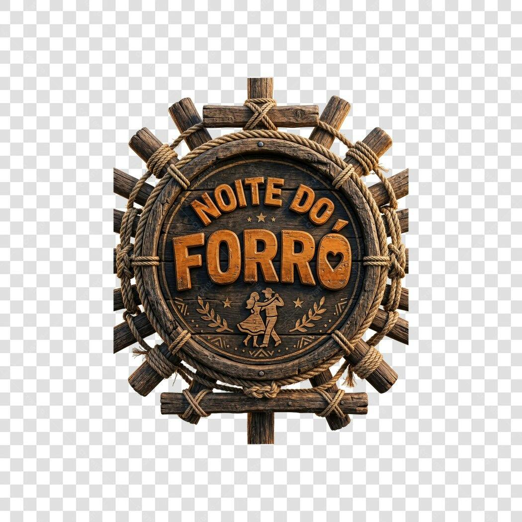 Elemento 3D Noite do Forró Festa Junina Junho PNG Fundo Transparente