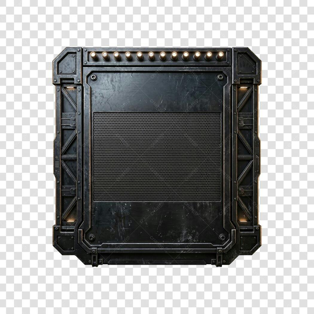 Elemento 3D Painel Metálico Futurista Sci-Fi PNG Fundo Transparente