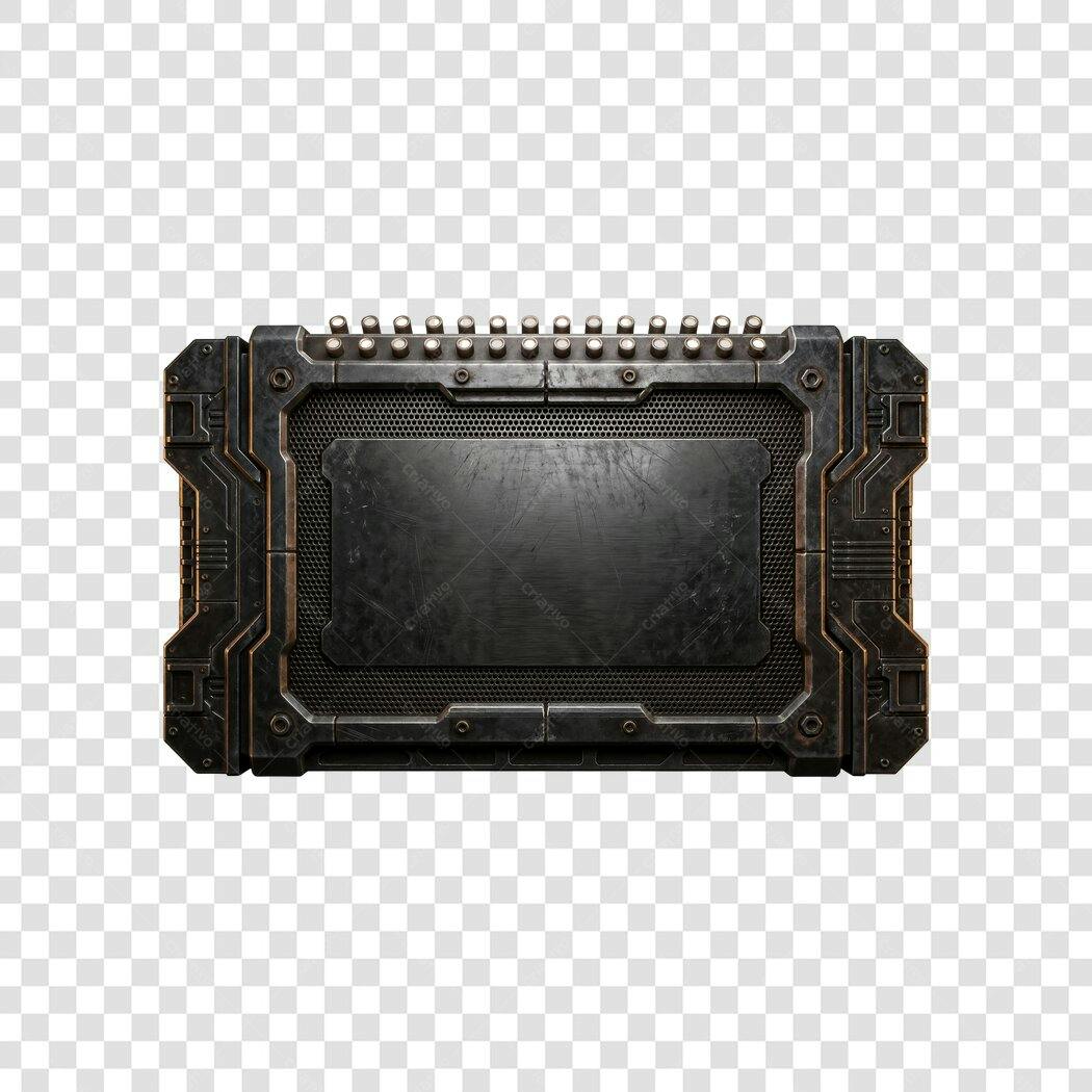 Elemento 3D Placa Metálica Futurista PNG Fundo Transparente