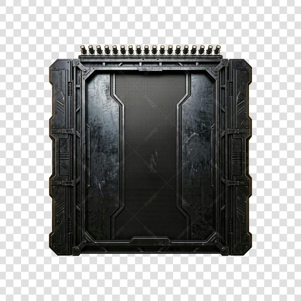 Elemento 3D Porta Metálica Futurista Sci-Fi PNG Fundo Transparente