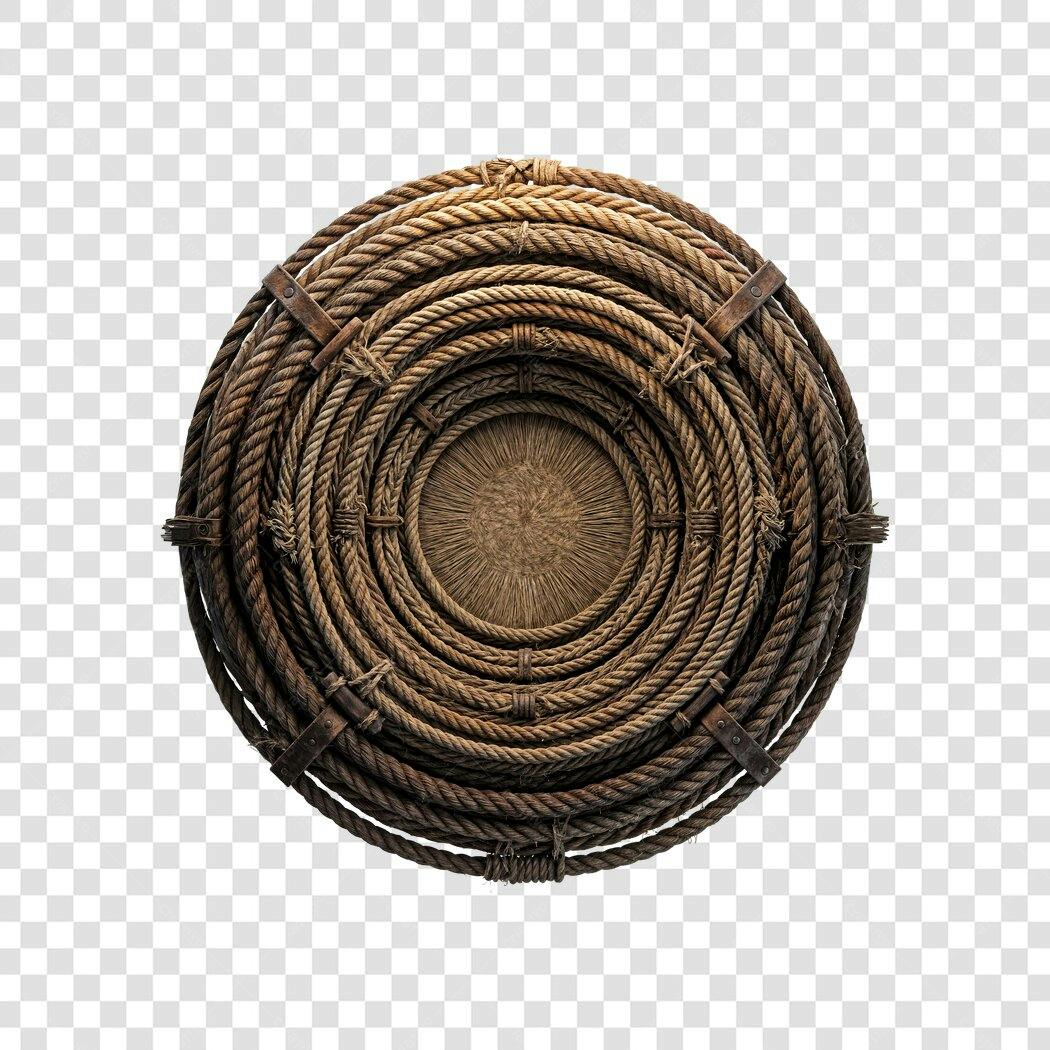 Elemento 3D Rolo de Corda Marrom Rústica PNG Fundo Transparente