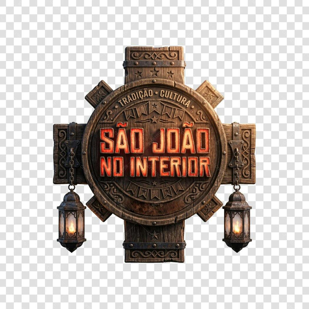 Elemento 3D São João no Interior Junho PNG Fundo Transparente
