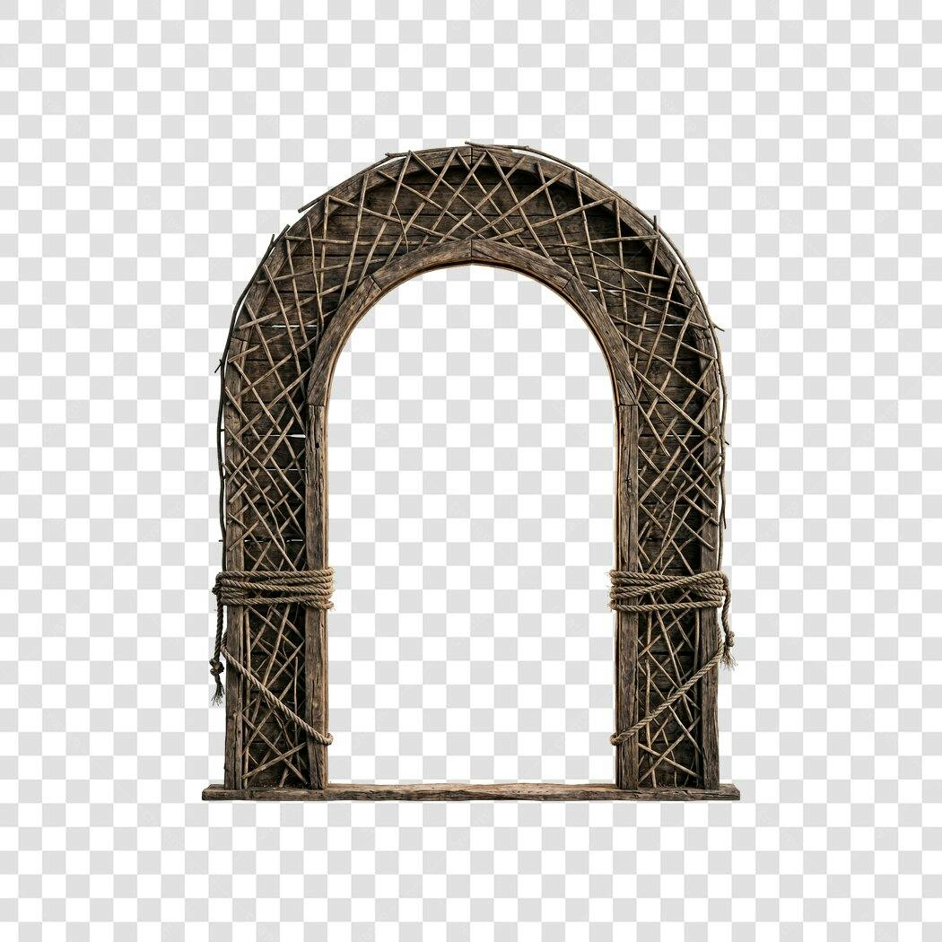 Elemento Decorativo Arco de Vime Rústico PNG Fundo Transparente