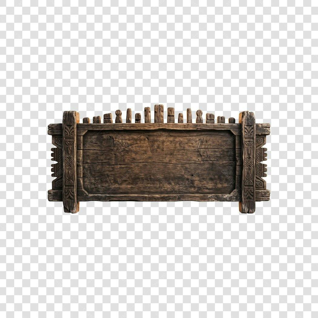Elemento Decorativo Placa Madeira Rústica PNG Fundo Transparente