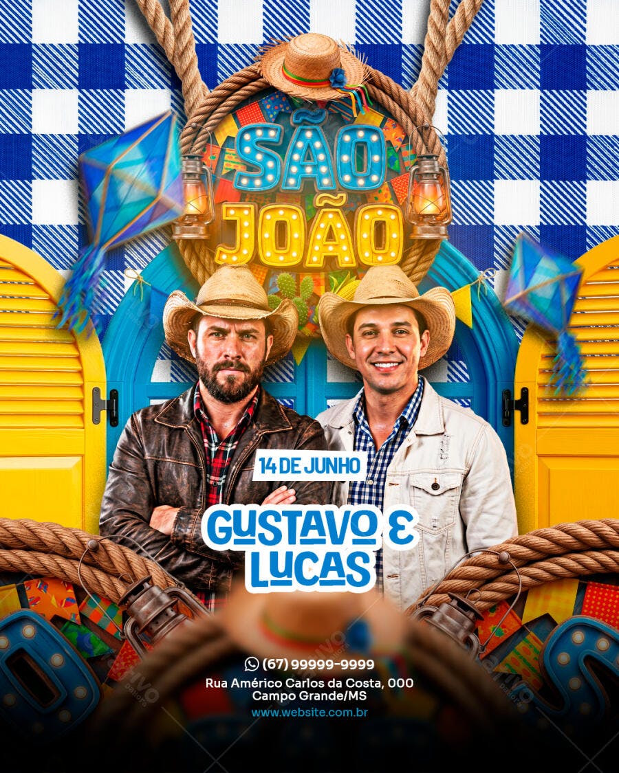 Flyer São João Festa Junina Sertanejo PSD Editável