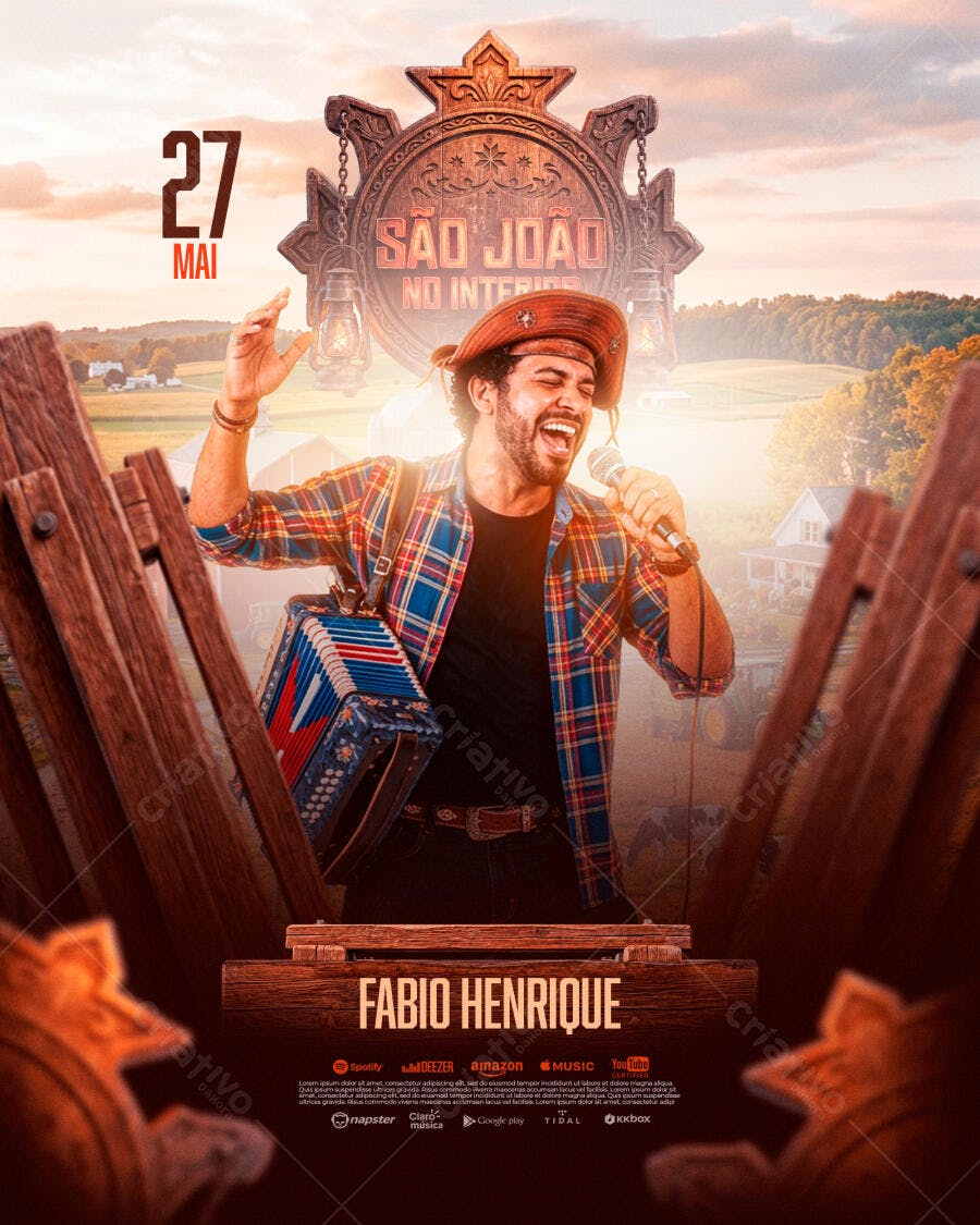 Flyer São João no Interior 27 de Maio PSD Editável