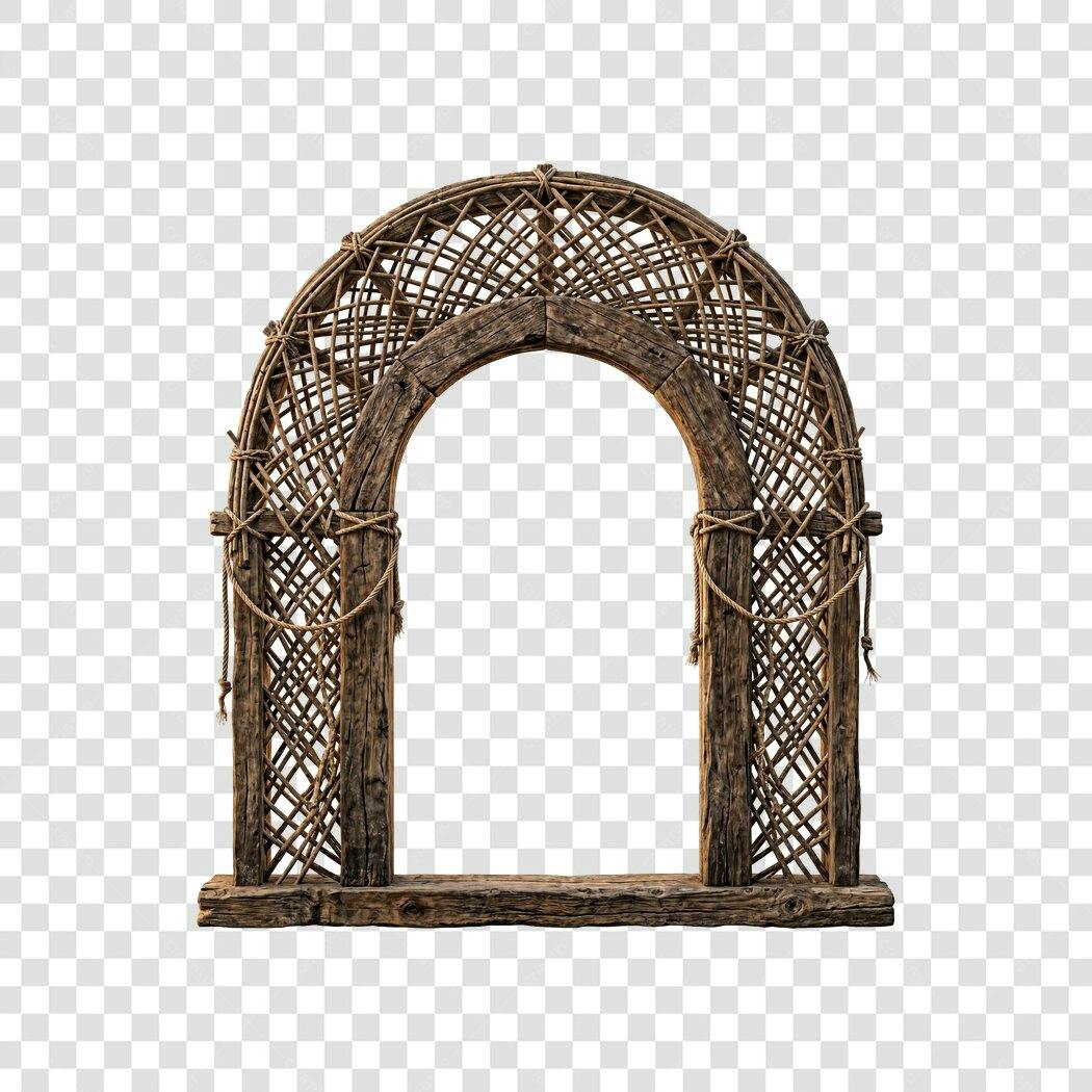 Foto Recortada Arco de Madeira Rústico PNG Fundo Transparente