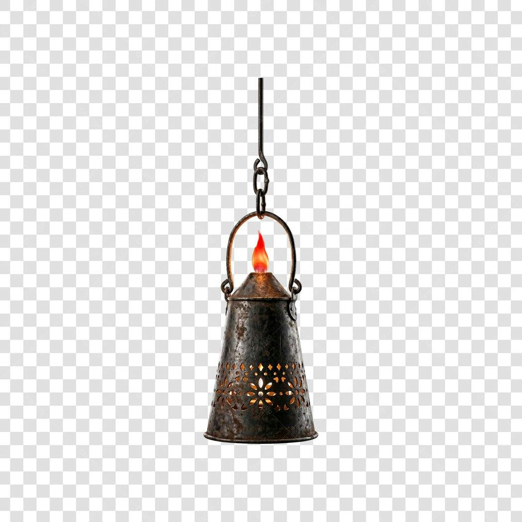 Foto Recortada Lanterna Rústica Vela Chama PNG Fundo Transparente
