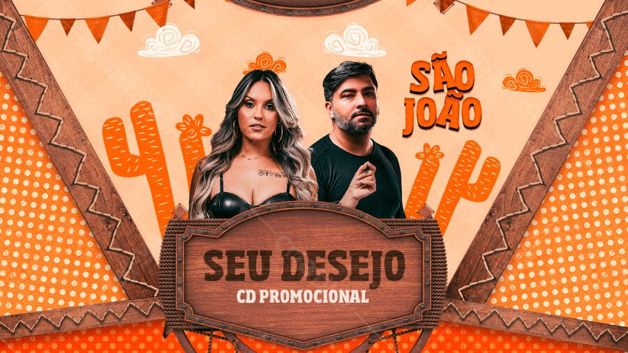 Template Canva Capa CD Promocional São João Sertanejo Editável