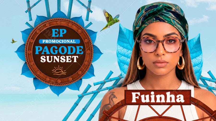 Template Canva Capa YouTube Pagode Sunset Azul Editável