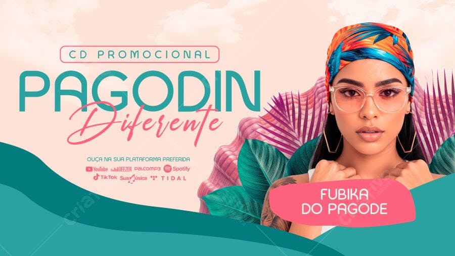 Template Canva Capa YouTube Pagodin Diferente CD Promocional Editável