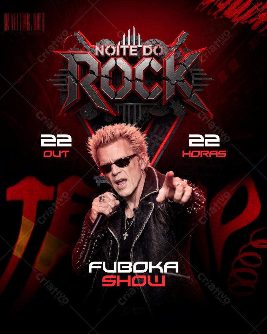 Template Canva Post Instagram Noite do Rock Show Musical Editável