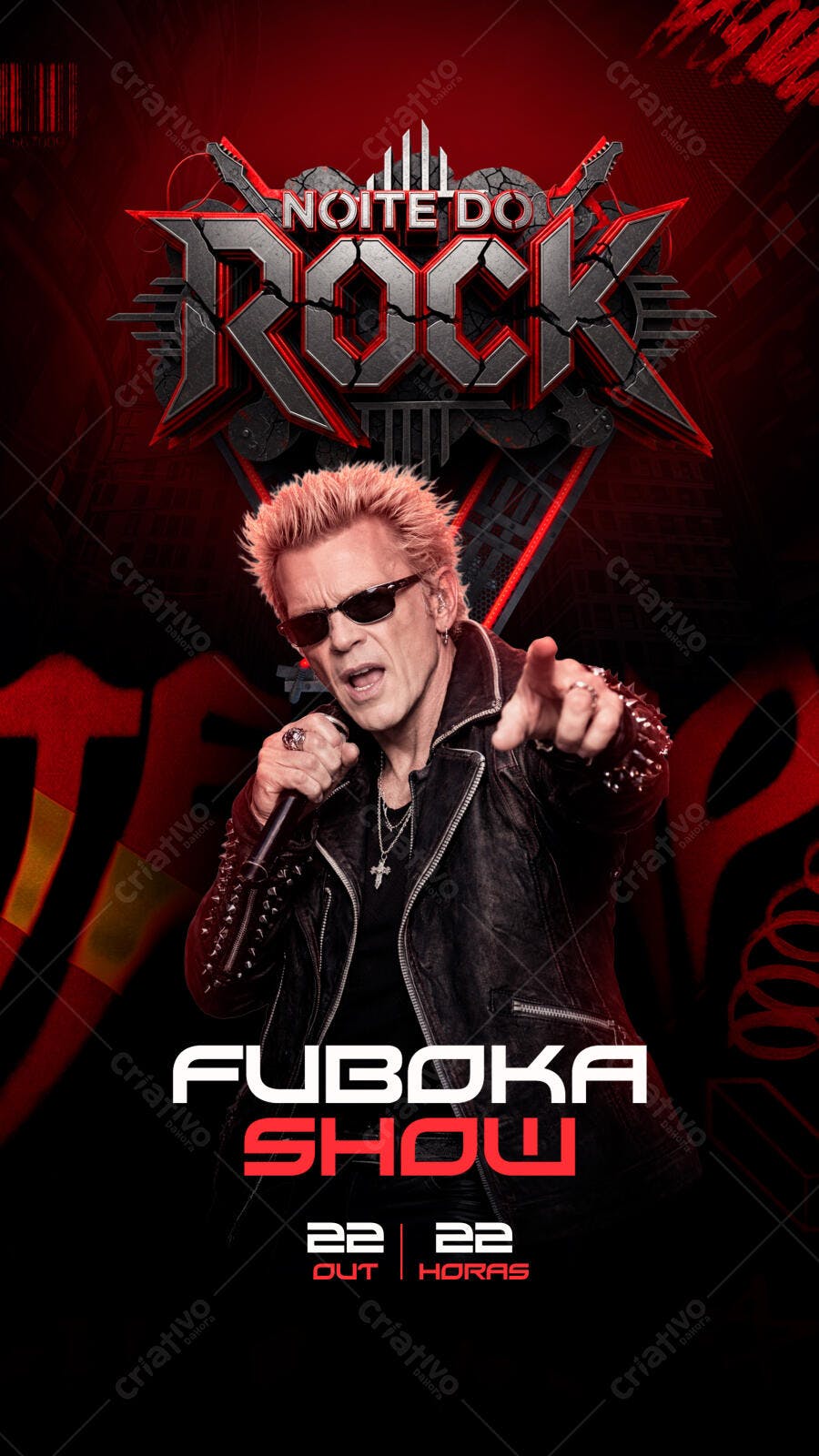 Template Canva Story Noite do Rock Show Musical Editável