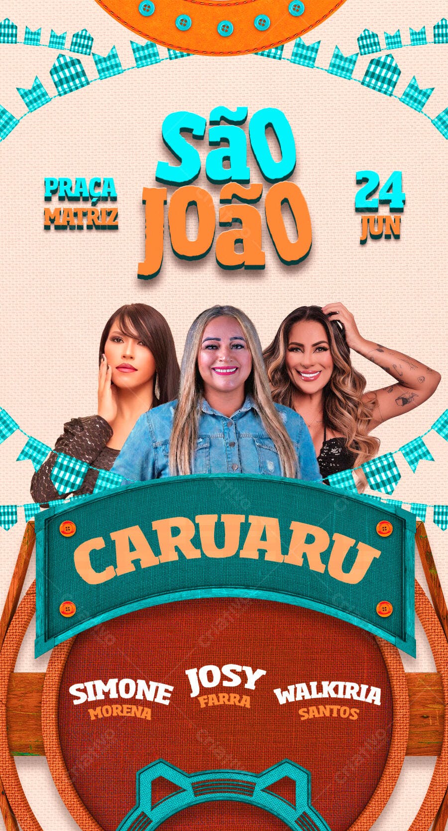 Template Canva Story São João Festa Junina Caruaru Editável