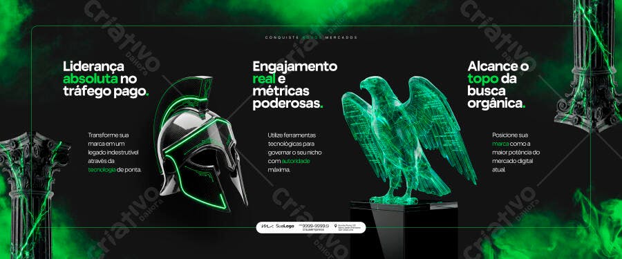 Banner Marketing Digital Tráfego Pago Orgânico PSD Editável