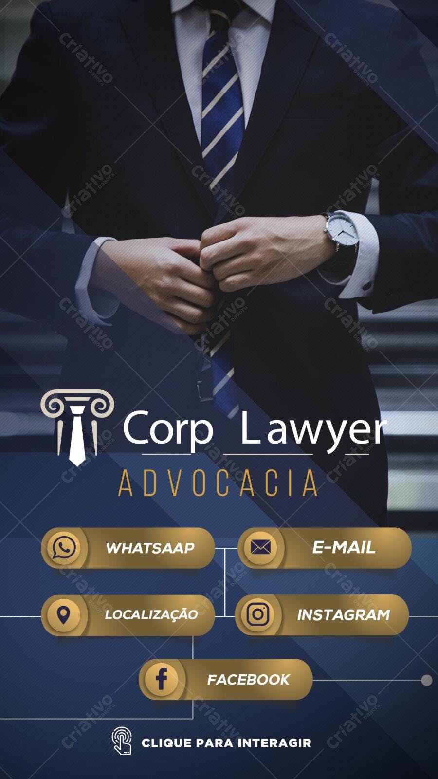 Cartão Digital Interativo Advocacia Advogado PSD Editável