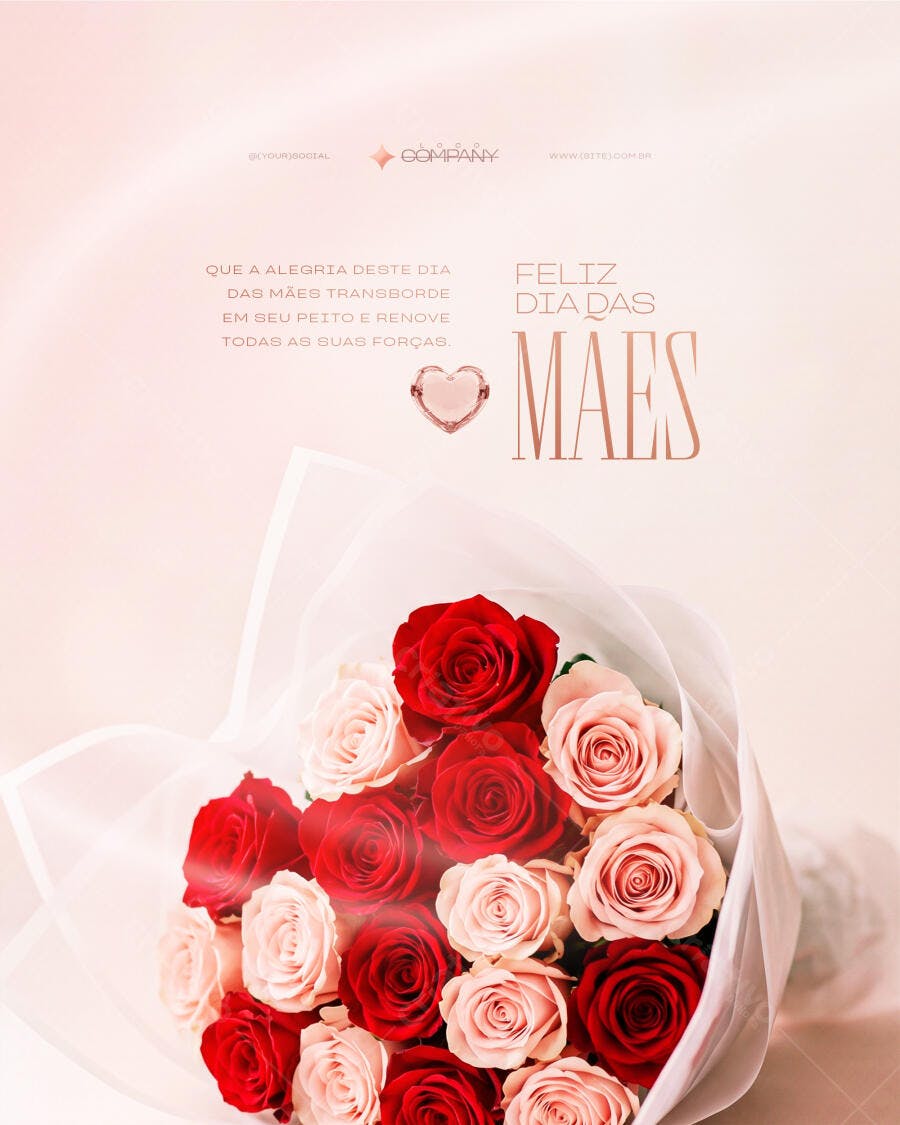 Flyer Dia das Mães Floricultura Rosas PSD Editável