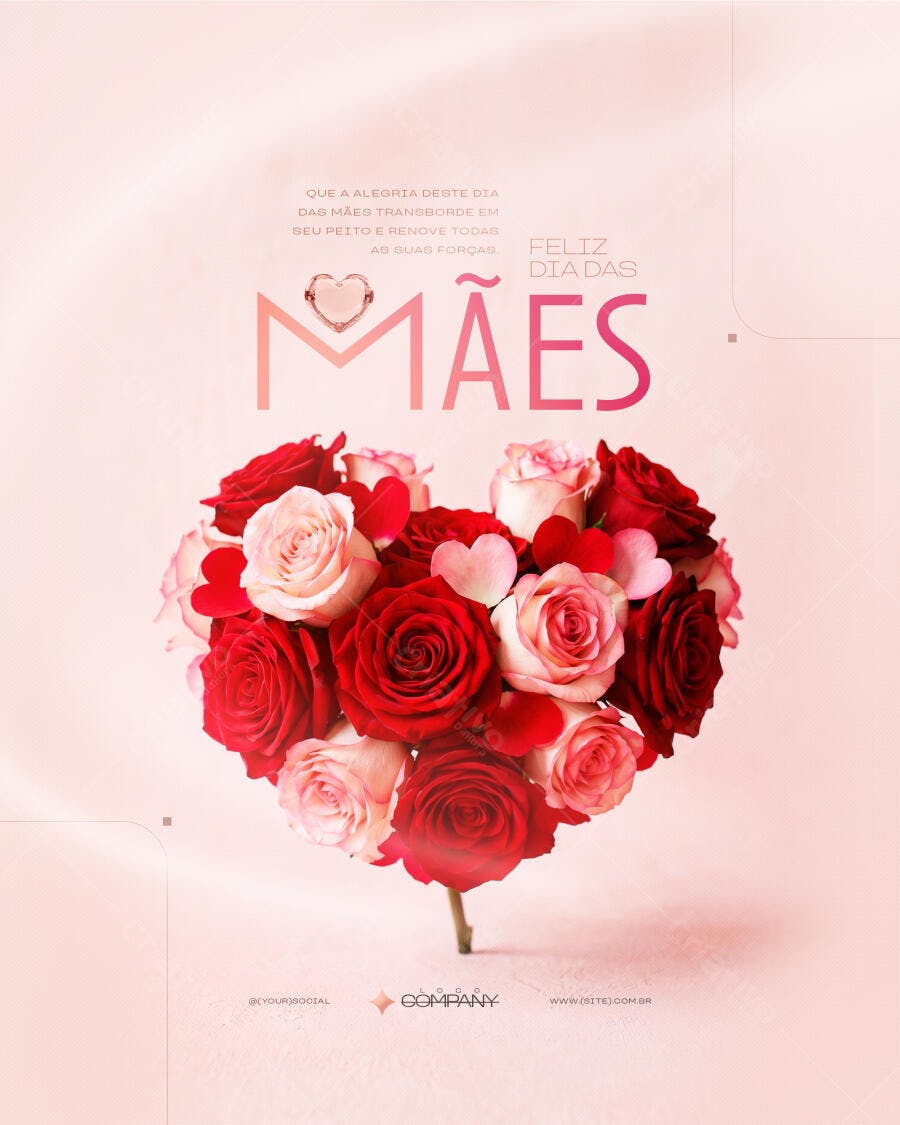 Flyer Dia das Mães Rosas Vermelhas PSD Editável