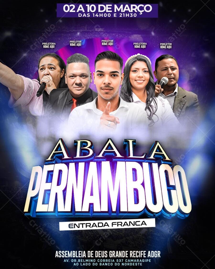 Flyer Evento Religioso Abala Pernambuco PSD Editável