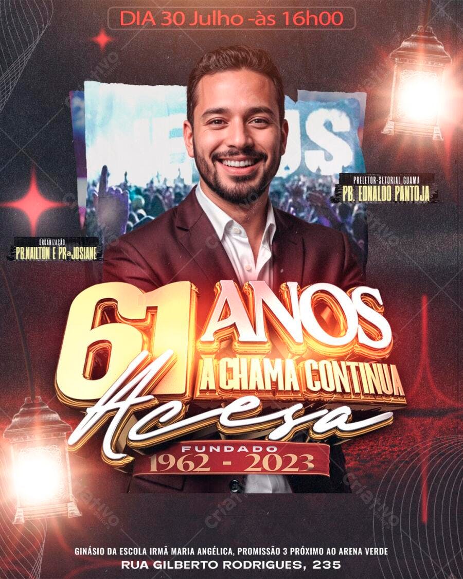 Flyer Evento Religioso Aniversário Igreja PSD Editável
