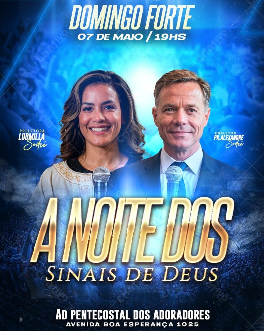 Flyer Evento Religioso Igreja Domingo Forte PSD Editável