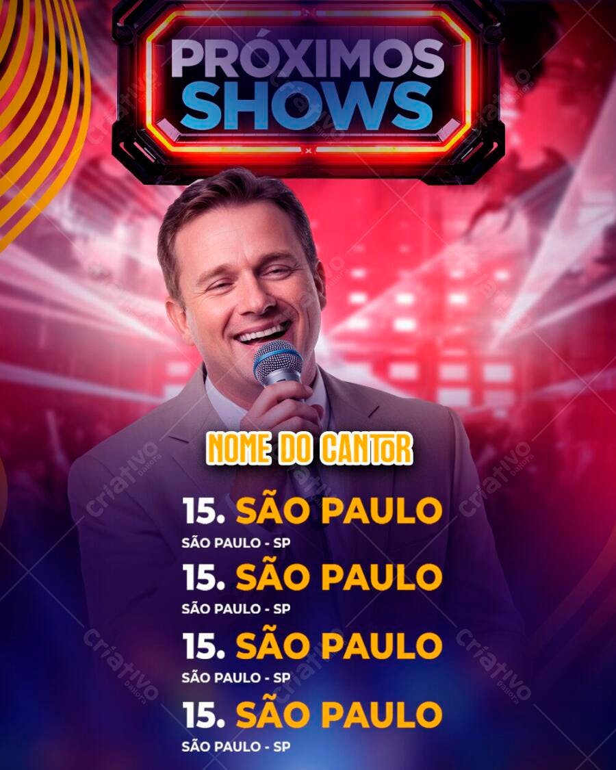 Flyer Próximos Shows Eventos Música PSD Editável