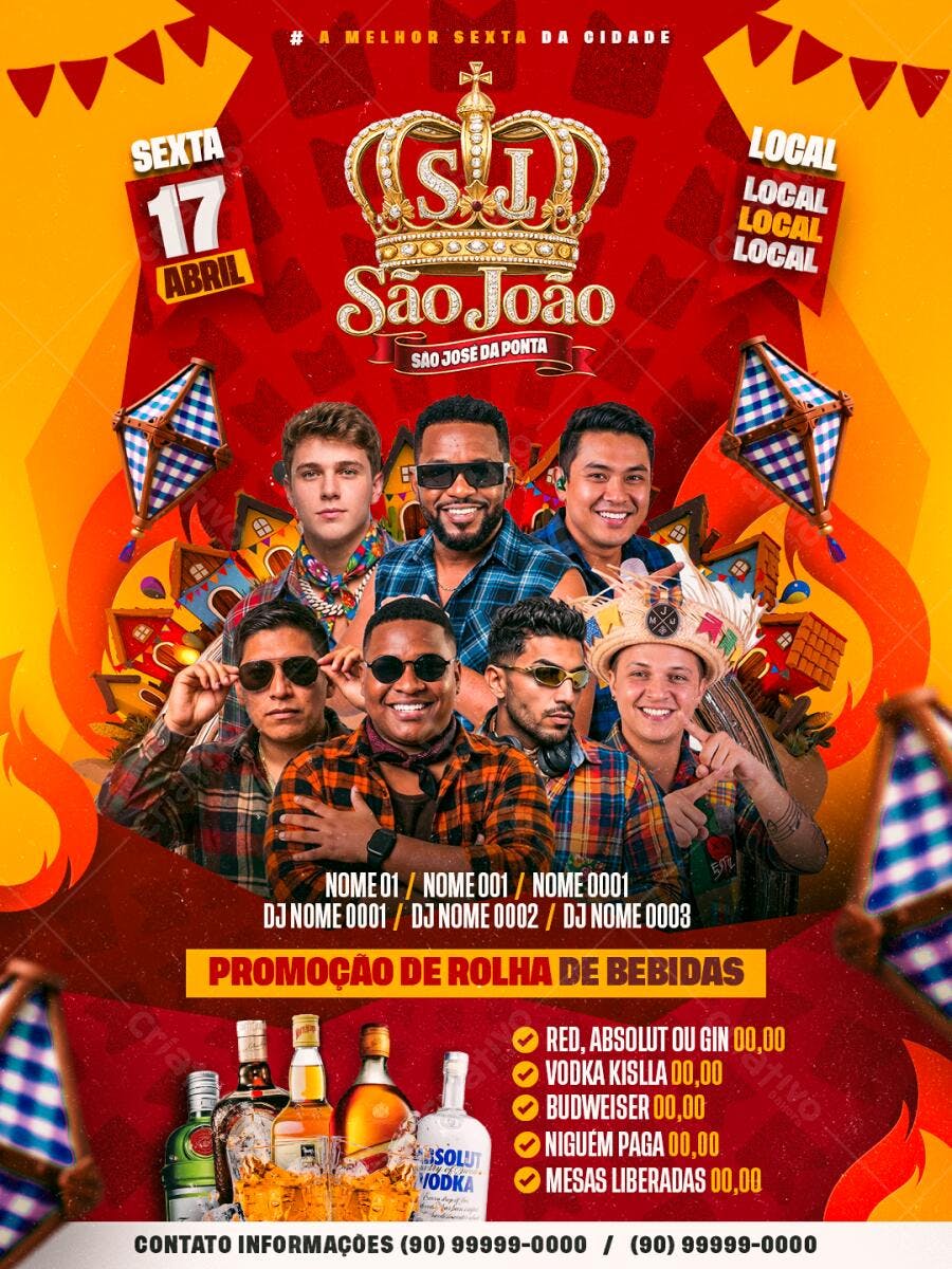 Flyer São João Festa Junina Junho PSD Editável