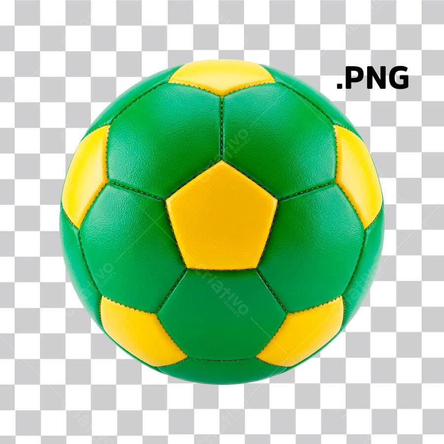 Foto Recortada Bola Futebol Verde Amarelo PNG Fundo Transparente