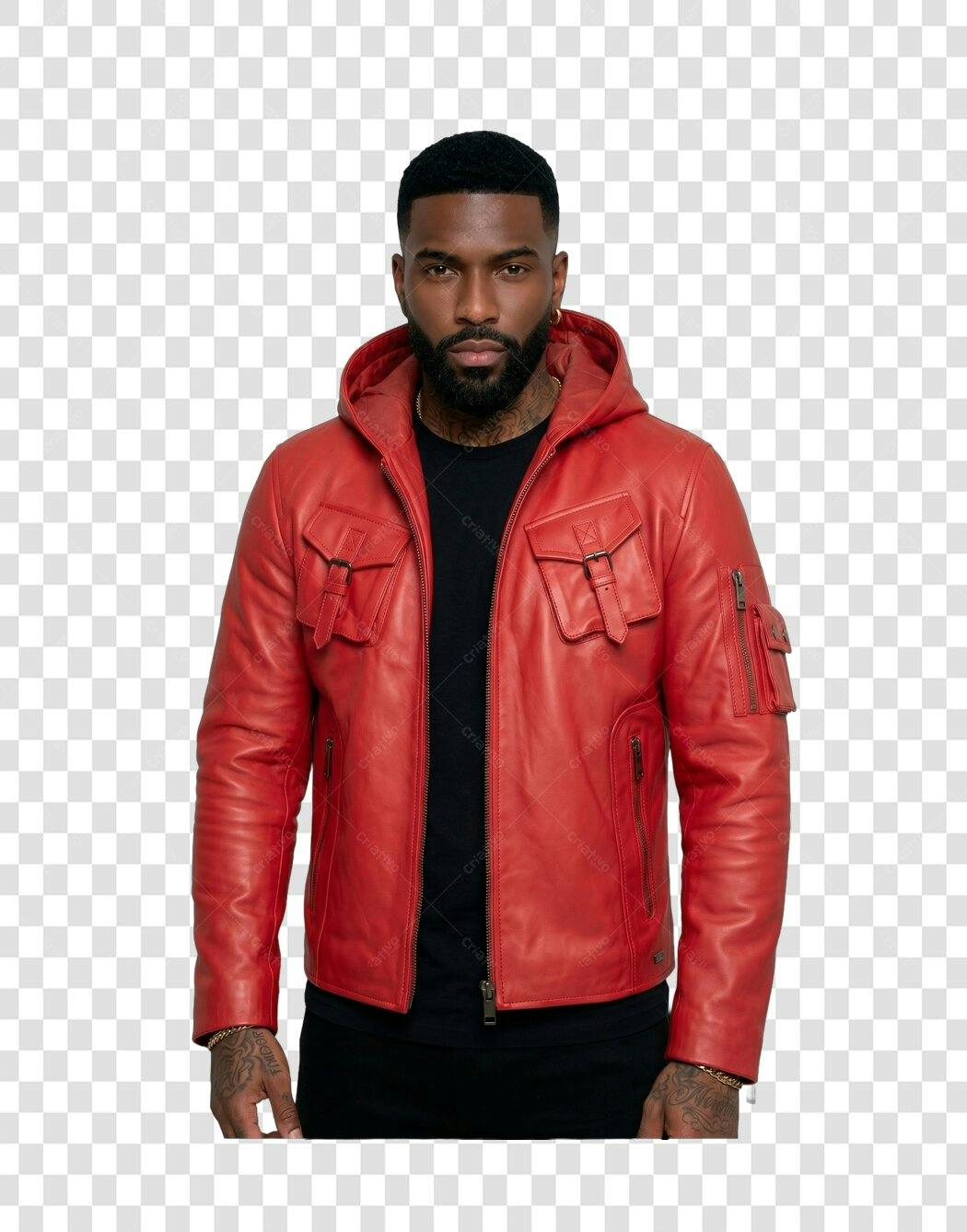 Foto Recortada Homem Jaqueta Vermelha Estilo Casual PNG Fundo Transparente
