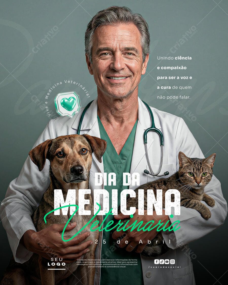 Post Dia da Medicina Veterinária 25 de Abril PSD Editável
