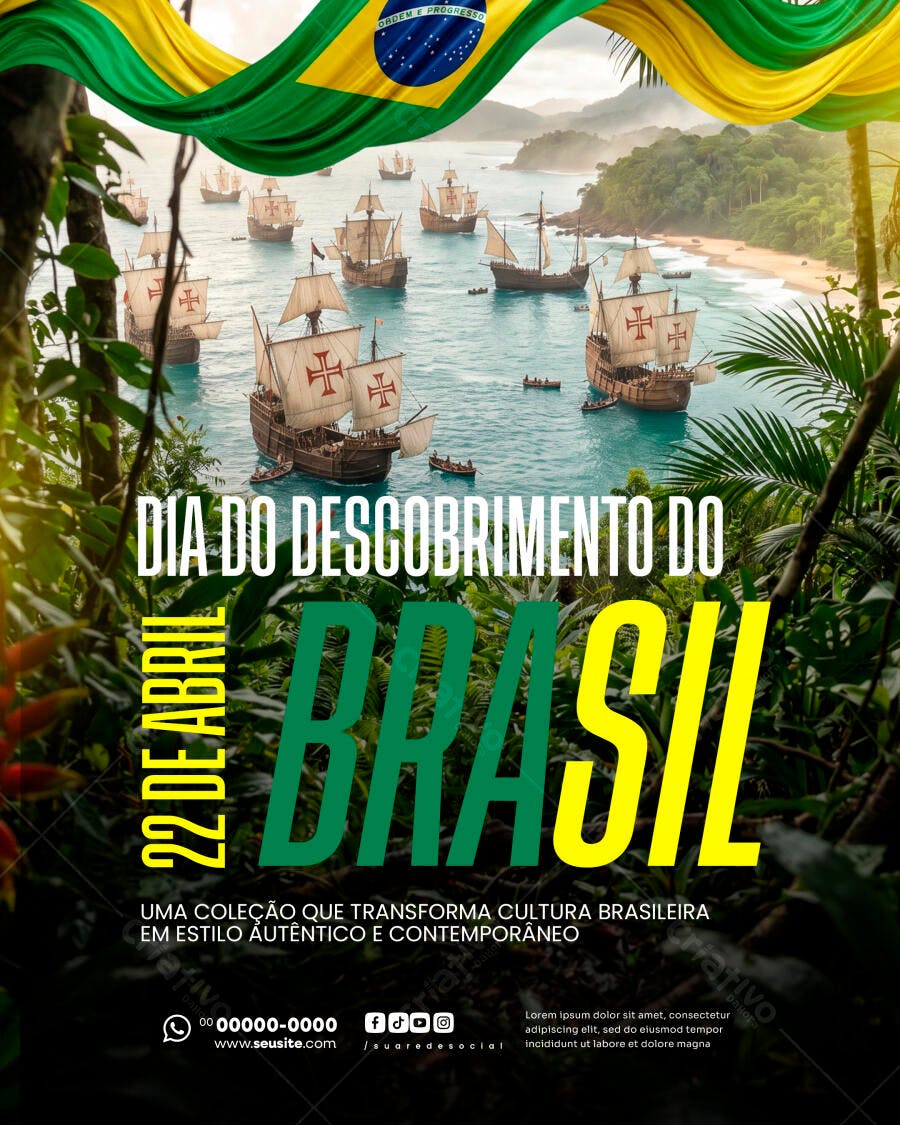 Post Dia do Descobrimento do Brasil 22 de Abril PSD Editável